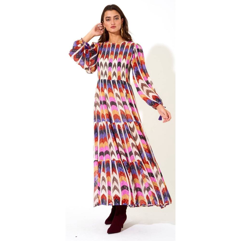 Oliphant Milano Smocked Long Sleeve Blouson Fall Maxi Midi Dress Tuckernuck - Picture 10 of 10